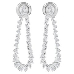 Natural Marquise Diamond Drop Earrings, 6.79 Carats, 18K White Gold