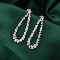 Natural Marquise Diamond Drop Earrings, 6.79 Carats, 18K White Gold