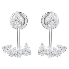 1.80 Ct Natural Pear Diamond Jacket Drop Earrings, 18K White Gold