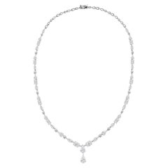 11.87 Ct Natural Mixed Diamond Drop Necklace, 18K White Gold