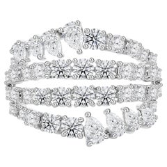 1.92 Ct Natural Round & Pear Diamond Multi-Row Statement Ring, 18K White Gol