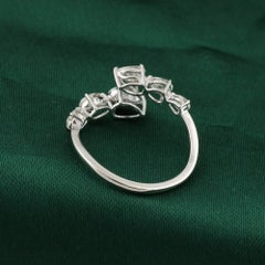 0.96 Ct Natural Pear Shape Diamond Open Bypass Ring, 18K White Gold