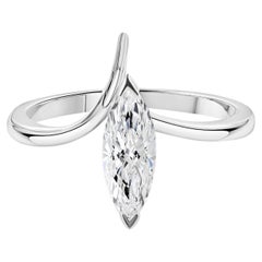 0,78 Karat Solitärring mit einem natürlichen Diamanten im Marquise-Schliff, 18 Karat Weißgold