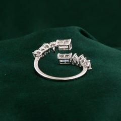 1.72 Ct Pear Emerald Cut Diamond Mixed-Cut Open Bypass Ring, 18K White Gold