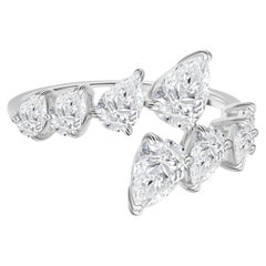 1.88 Ct Natural Pear Diamond Cluster Ring, 18K White Gold
