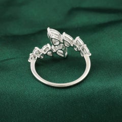 1.88 Ct Natural Pear Diamond Cluster Ring, 18K White Gold