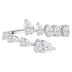 1.27 Ct Natural Pear Diamond Open Wrap Ring, 18K White Gold