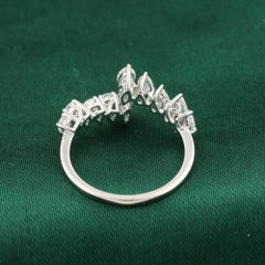 0.90 Ct Natural Marquise Pear Diamond Open Bypass Ring, 18K White Gold