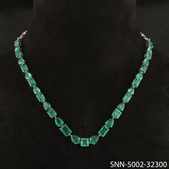 23.59 Carat Mixed Shape Zambian Emerald Necklace 9k White Gold Jewelry