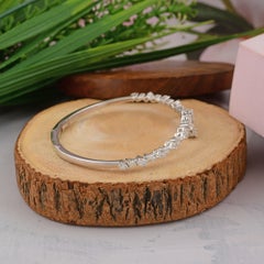 Natural 2.55 Carat SI/H Diamond Wrap Bangle Bracelet 18 Karat White Gold