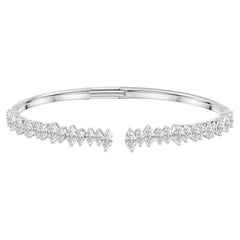 Bracelet manchette à diamant taille marquise de 3,17 carats, en or blanc 18 carats