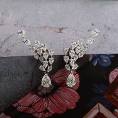 Boucles d'oreilles en diamant de 2,96 carats, pureté SI, couleur GH, en or blanc 18 carats