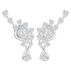 Boucles d'oreilles en diamant de 2,96 carats, pureté SI, couleur GH, en or blanc 18 carats