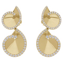 Boucles d'oreilles en diamant de 1,11 carat, pureté SI, couleur GH, en or jaune 18 carats