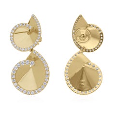 Boucles d'oreilles en diamant de 1,11 carat, pureté SI, couleur GH, en or jaune 18 carats