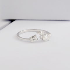 0.65 Carat SI Clarity GH Color Mixed Diamond Ring 18 Karat White Gold Jewelry