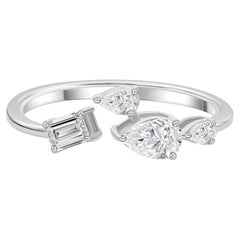 0.65 Carat SI Clarity GH Color Mixed Diamond Ring 18 Karat White Gold Jewelry