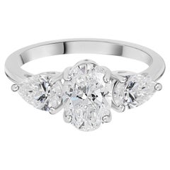 2.31 Carat SI Clarity GH Color Oval Pear Diamond Ring 18 Karat White Gold