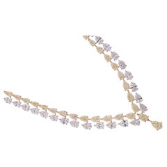 38.10 Carat SI Clarity GH Color Pear Diamond Necklace 18 Karat White Gold