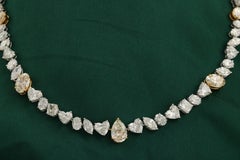 36.75 Carat SI Clarity GH Color Diamond Necklace 18 Karat White Yellow Gold