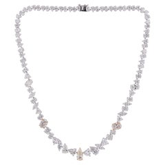 34.3 Carat SI Clarity GH Color Mixed Diamond Necklace 18 Karat White Yellow Gold