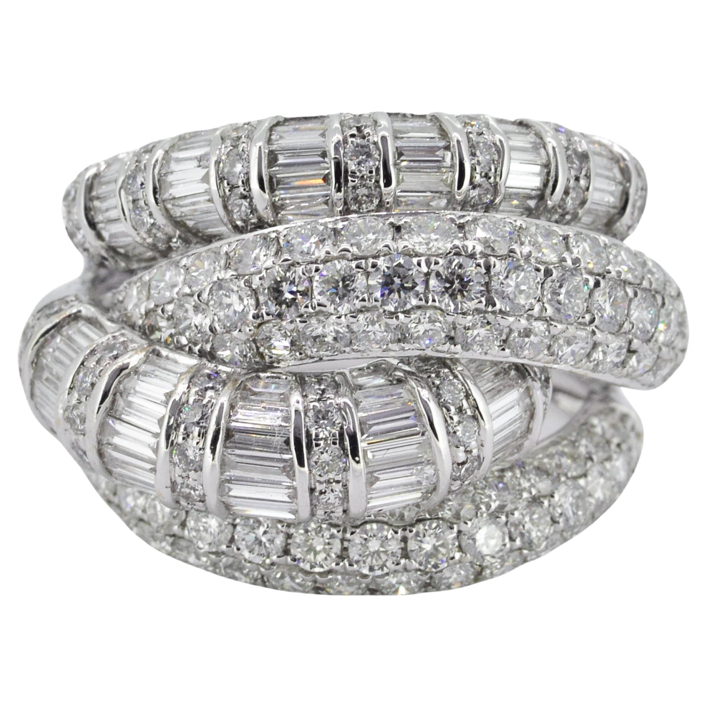 Natural Diamonds Ring 3.50CT 18Karat White Gold Fine Modern Party Ring