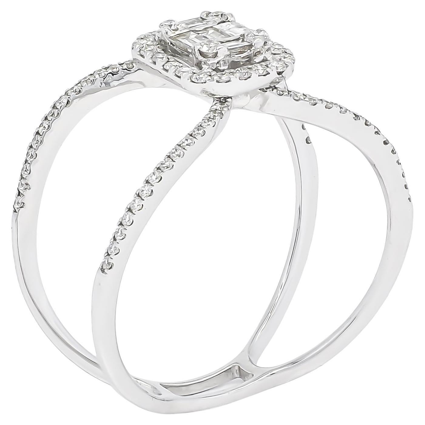 Anillo de diamantes naturales 0,43 cts Anillo de oro blanco de 18 quilates