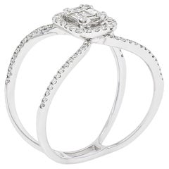 Natural Diamond Ring 0.43 cts 18 Karat White Gold Statement Ring