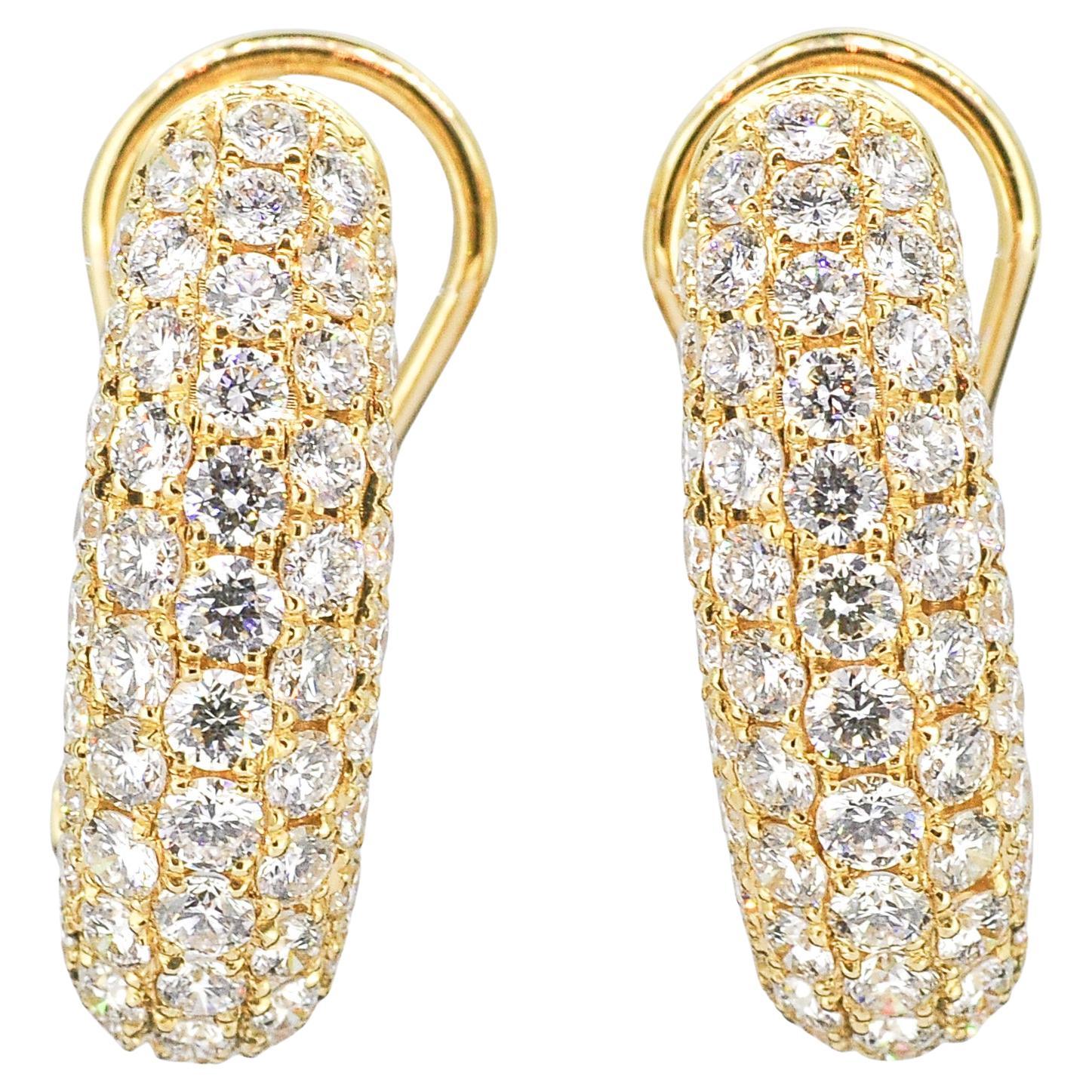 Diamante naturale da 3,04 carati in oro giallo 18KT - Orecchini a cerchio semplici e abbracciati