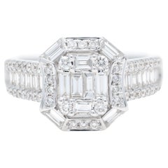 Natural Diamond 1.51 carats 18KT White Gold Art Deco Cocktail Ring