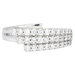 Natural Diamonds 0.55 Carat 18KT White Gold Multi Row Stackable Ring