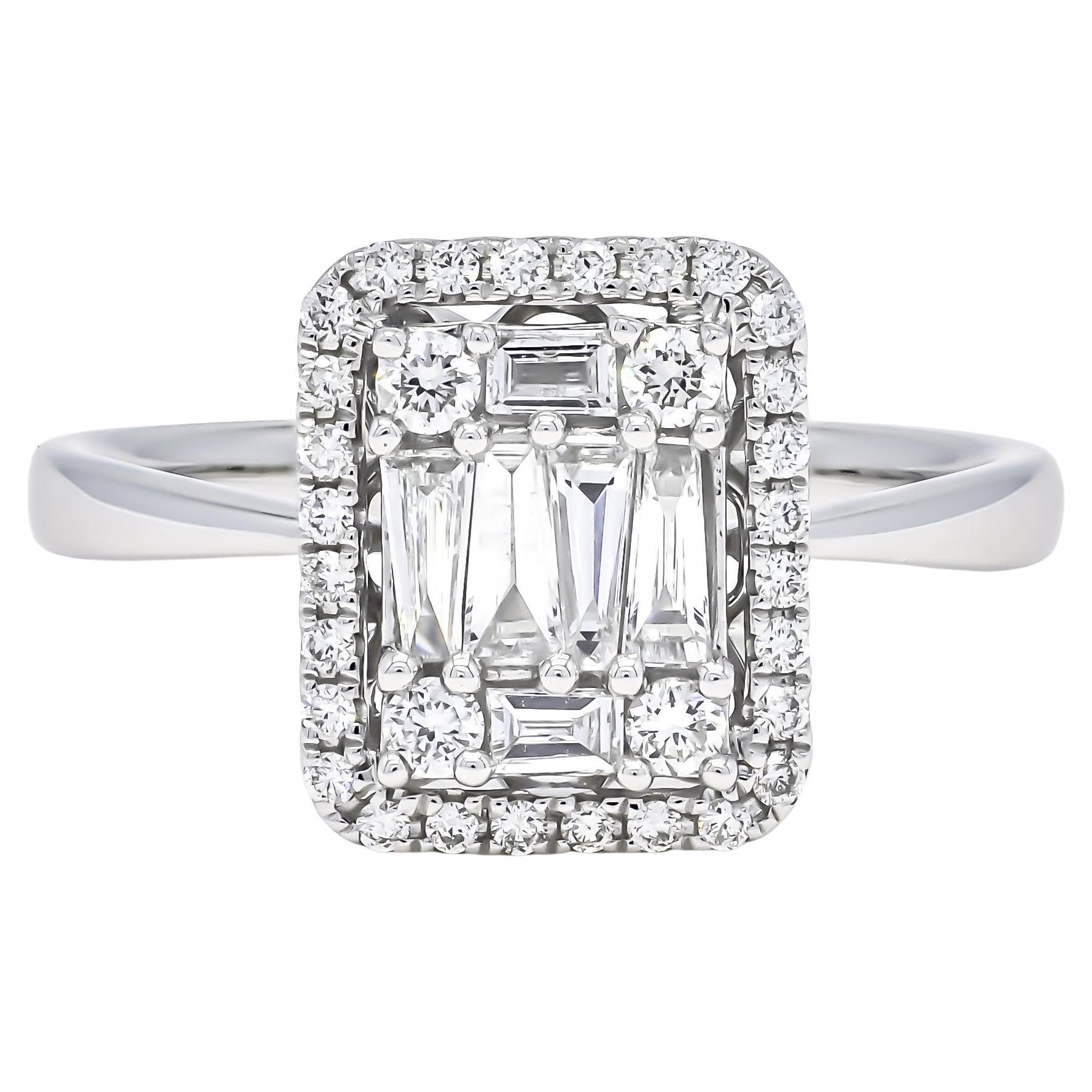 Moderner Jahrestag-Ring, natürlicher Diamant 0,68 Karat 18KT Weißgold