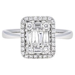 Bague d'anniversaire moderne en or blanc 18 carats avec diamant naturel de 0,68 carat