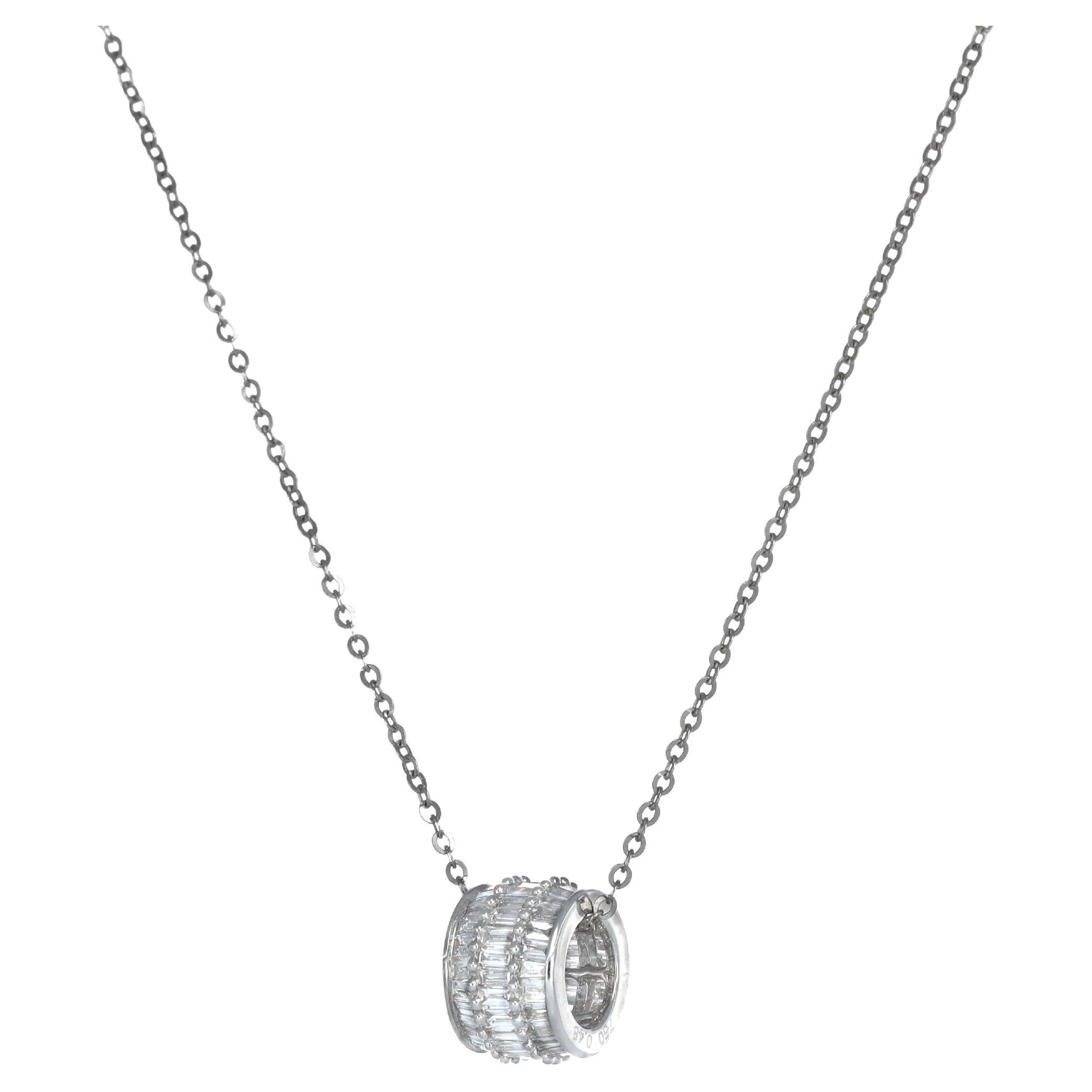 Collier pendentif chaîne en or blanc 18 carats avec diamants naturels 0,51 carat