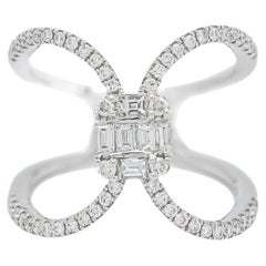 Moderner Cluster-Cocktailring mit natürlichem Diamant 0,70 Karat 18 Karat Weißgold