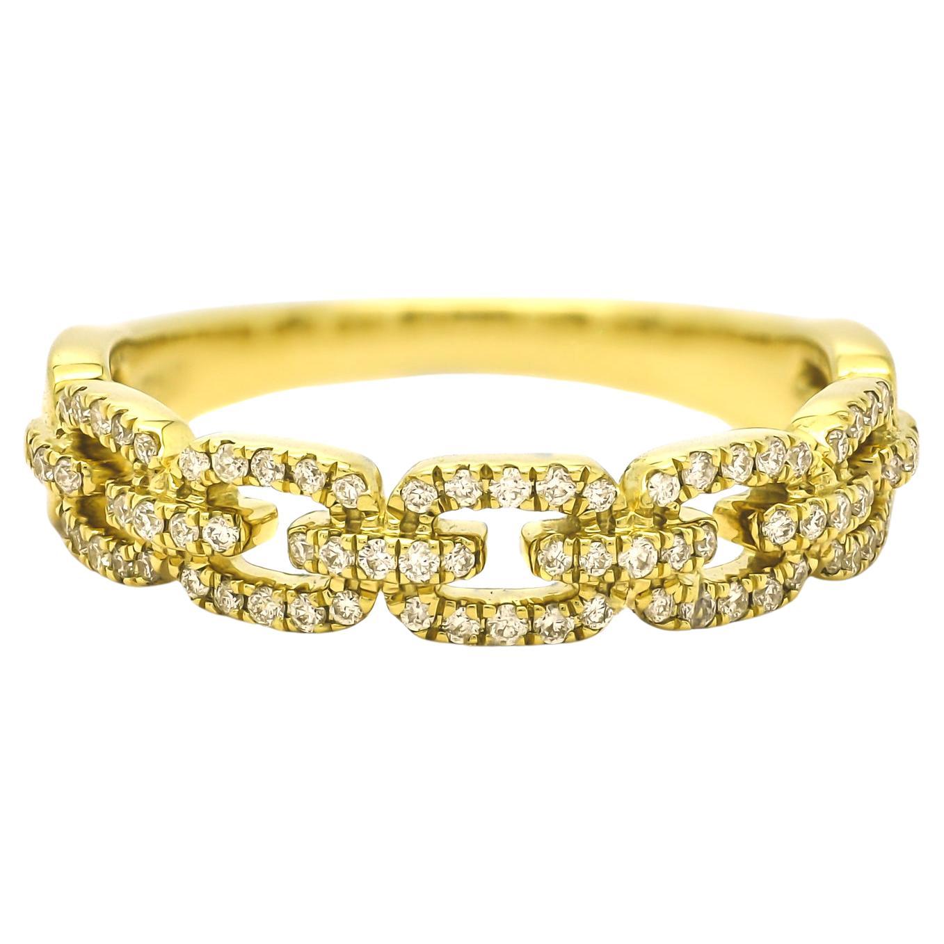 Bague à maillons en or jaune 18 carats avec diamant naturel 0,28 carat
