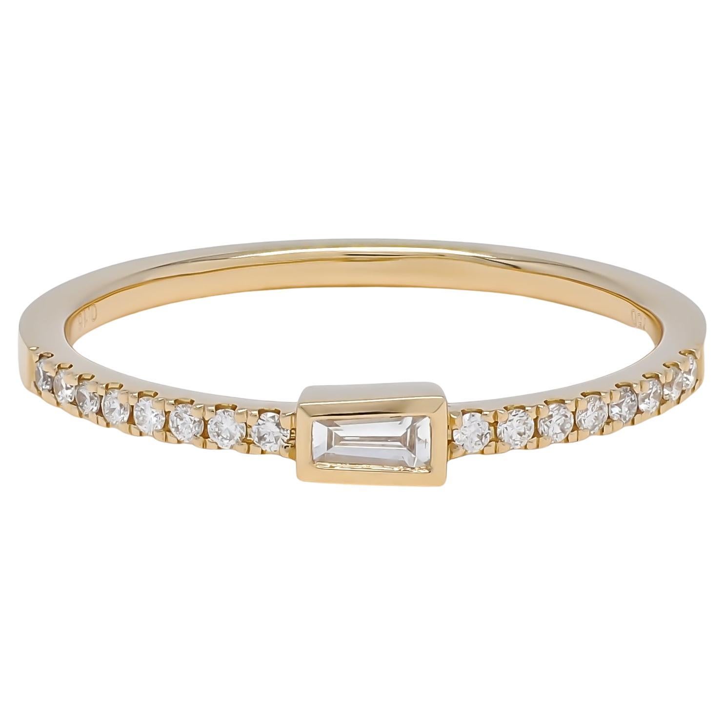Natural Diamond 0.20 cts 18 Karat Rose Gold Stackable Band Ring For Sale