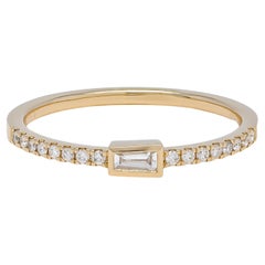 Diamante natural 0,20 cts Anillo apilable de oro rosa de 18 quilates