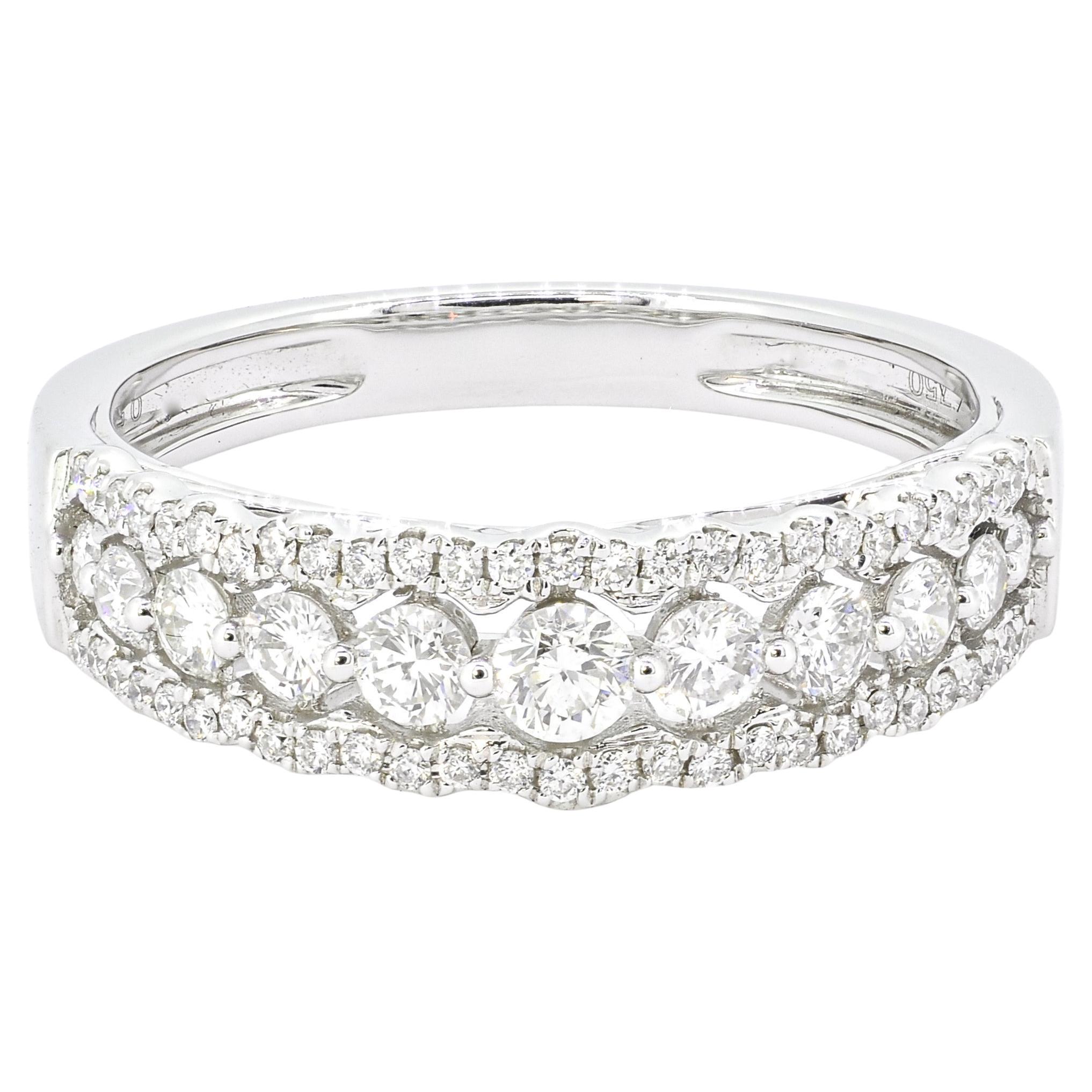 Diamanti naturali 0,56 carati in oro bianco 18KT Anello di diamanti a mezza eternità