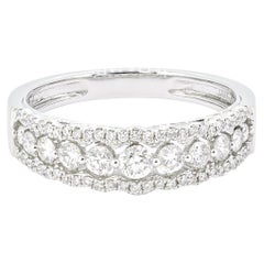 Diamantes naturales 0,56 quilates Anillo de media banda eterna de diamantes de oro blanco de 18 quilates