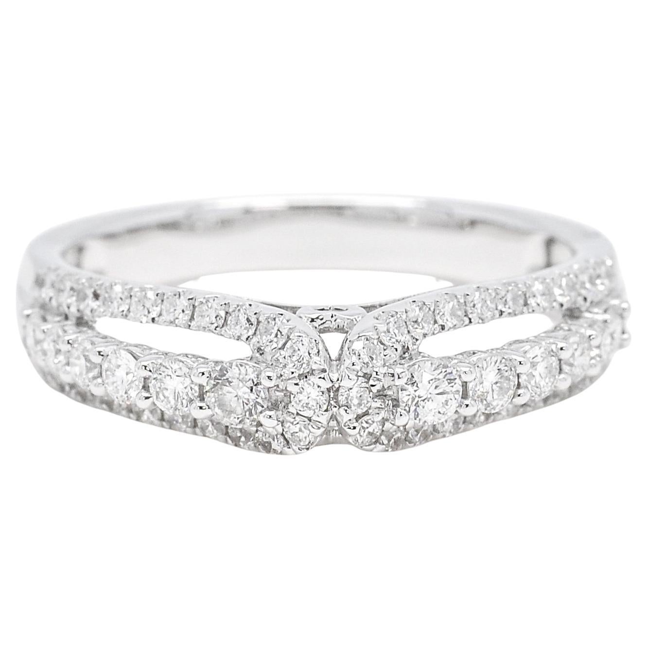 Natürlicher Diamant 0,63 Karat 18 KT Weißgold Jahrestag Band Ring