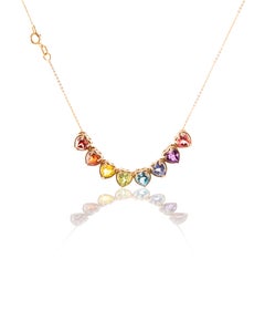 14K Rainbow Heart Slider Necklace
