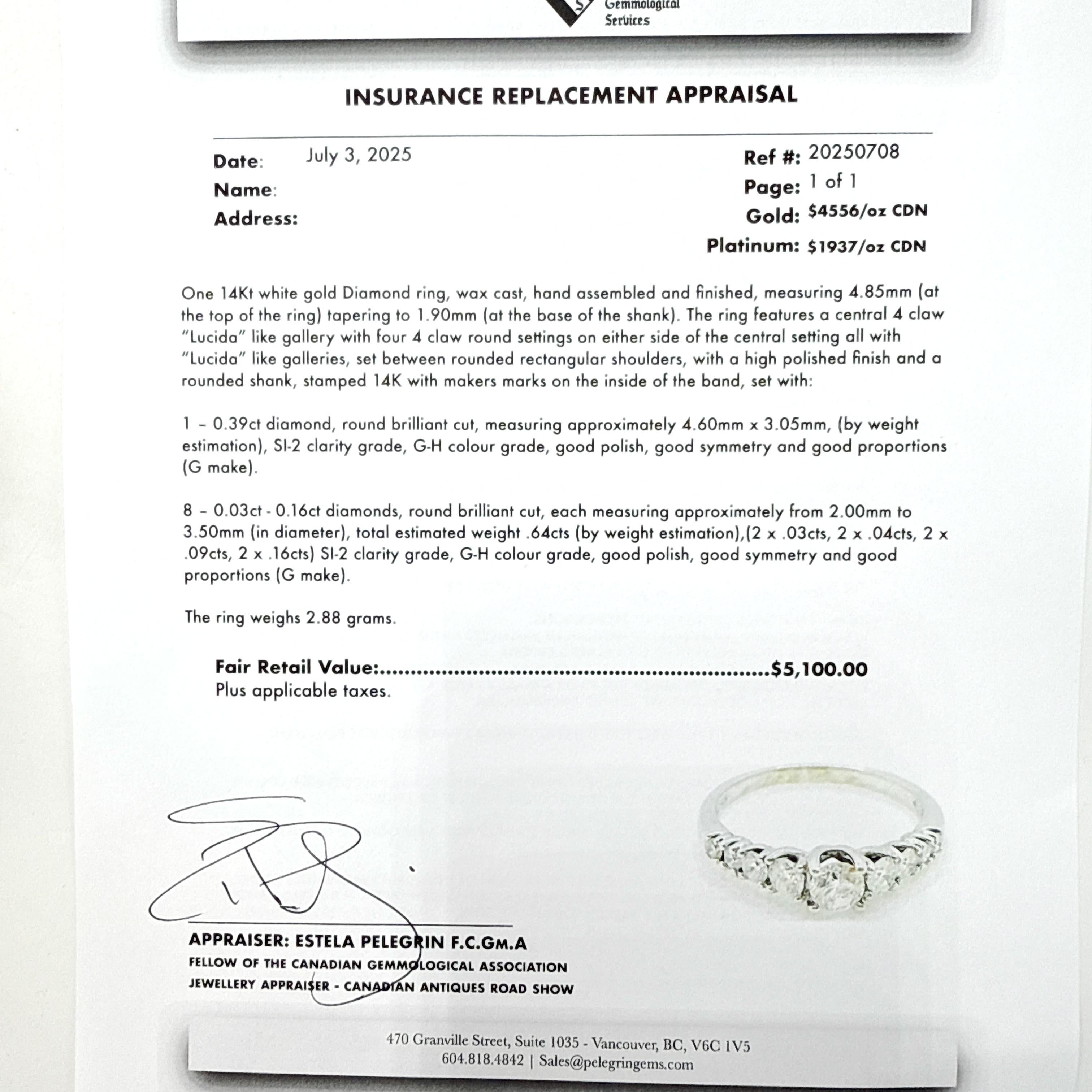 Bague en or blanc 14k à diamant naturel Lucida 1.03TCW en vente 5