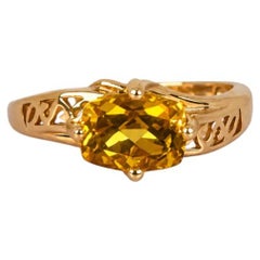 Vintage 14K Yellow Gold Oval Citrine Ring, Netherlands Circa 1980
