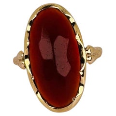 Vintage 14K Yellow Gold 8 Carat Carnelian Cabochon Ring