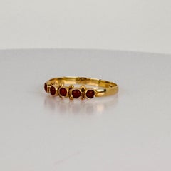 Vintage 14K Yellow Gold Five-Stone Coral Cabochon Ring