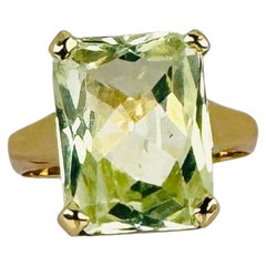 Vintage 14K Yellow Gold Cushion-Cut Lemon Quartz Ring, Circa 1980