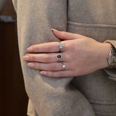 Vintage 18K White Gold with Natural White Spinel Solitaire Ring ca. 2000
