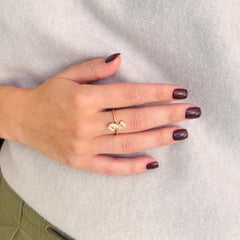 14K Rose Gold S-Shaped Diamond Ring, Circa 1990, The Netherlands