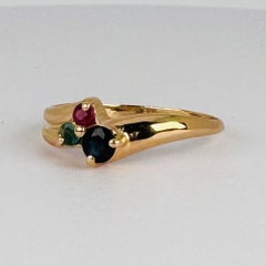 Ring 18k Yellow Gold with Sapphire & Ruby & Emerald